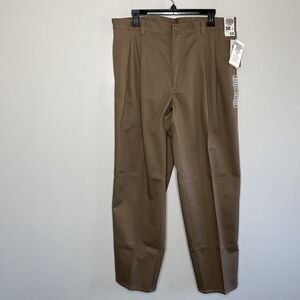 FLYERS Tropical Sportswear Mens Brown Chino Pants NEW Cotton Pleated 36 x 30
